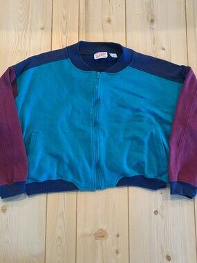 Vintage 90s Mobility Sport Retro Multicolor Zip Pocket Sweatshirt Women's Size L